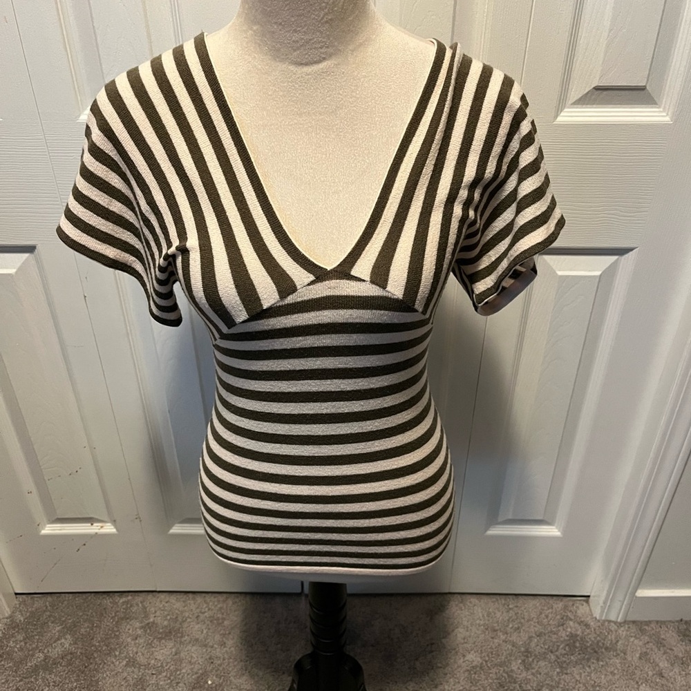 Theory size S Wool blend Striped V-Neck Women's Top